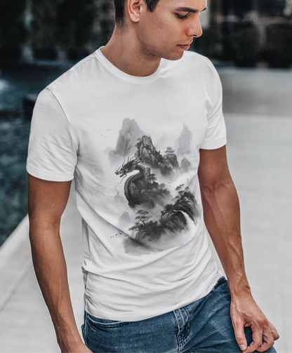 Greyscale Dragon Clouds T-Shirt