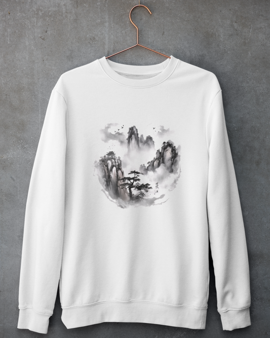 Greyscale Cloudy mountains SweatShirt