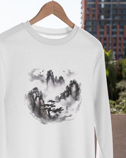 Greyscale Cloudy mountains SweatShirt