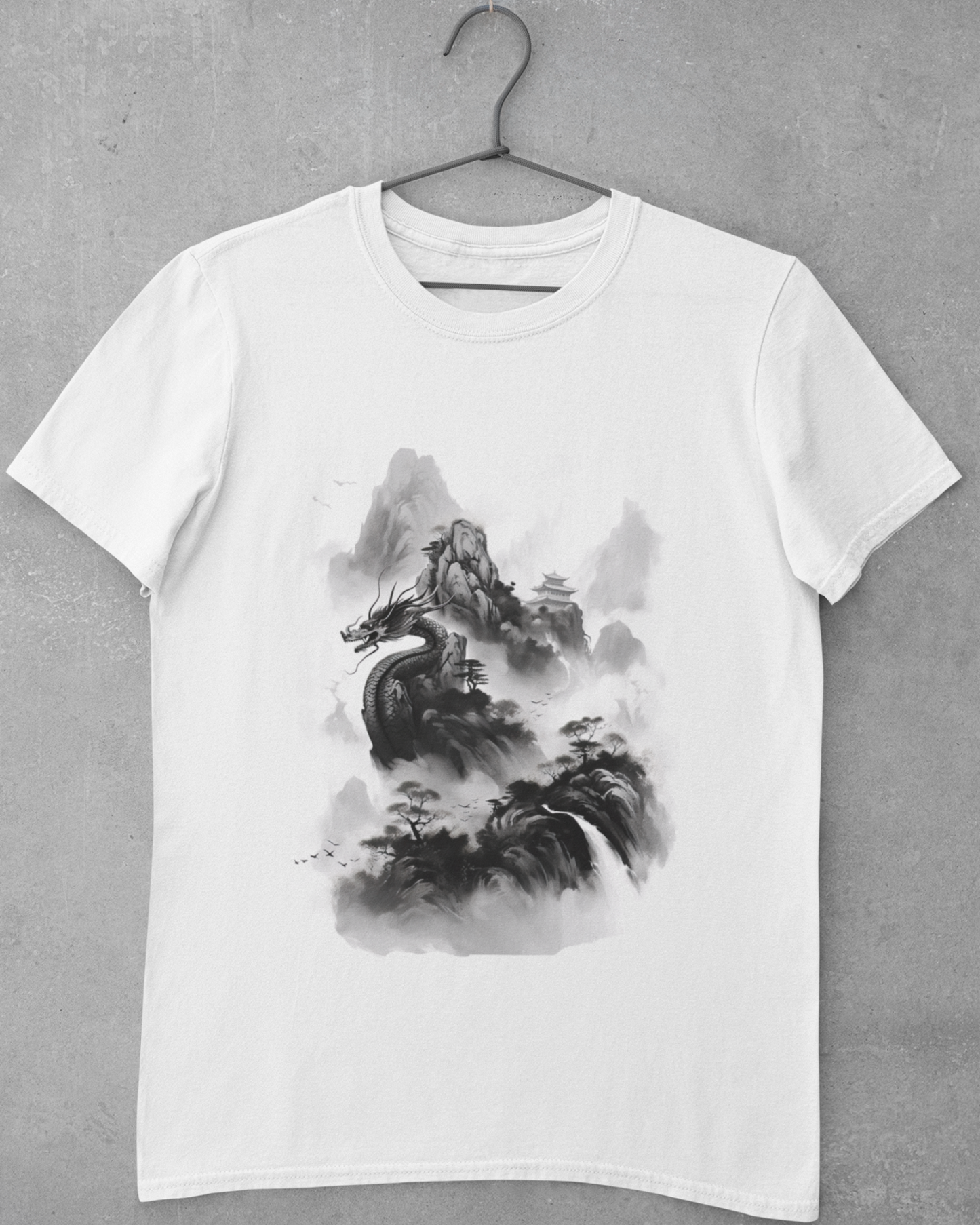 Greyscale Dragon Clouds T-Shirt